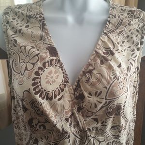 Ann Taylor Brown and Cream Paisley V-Neck Tank MP